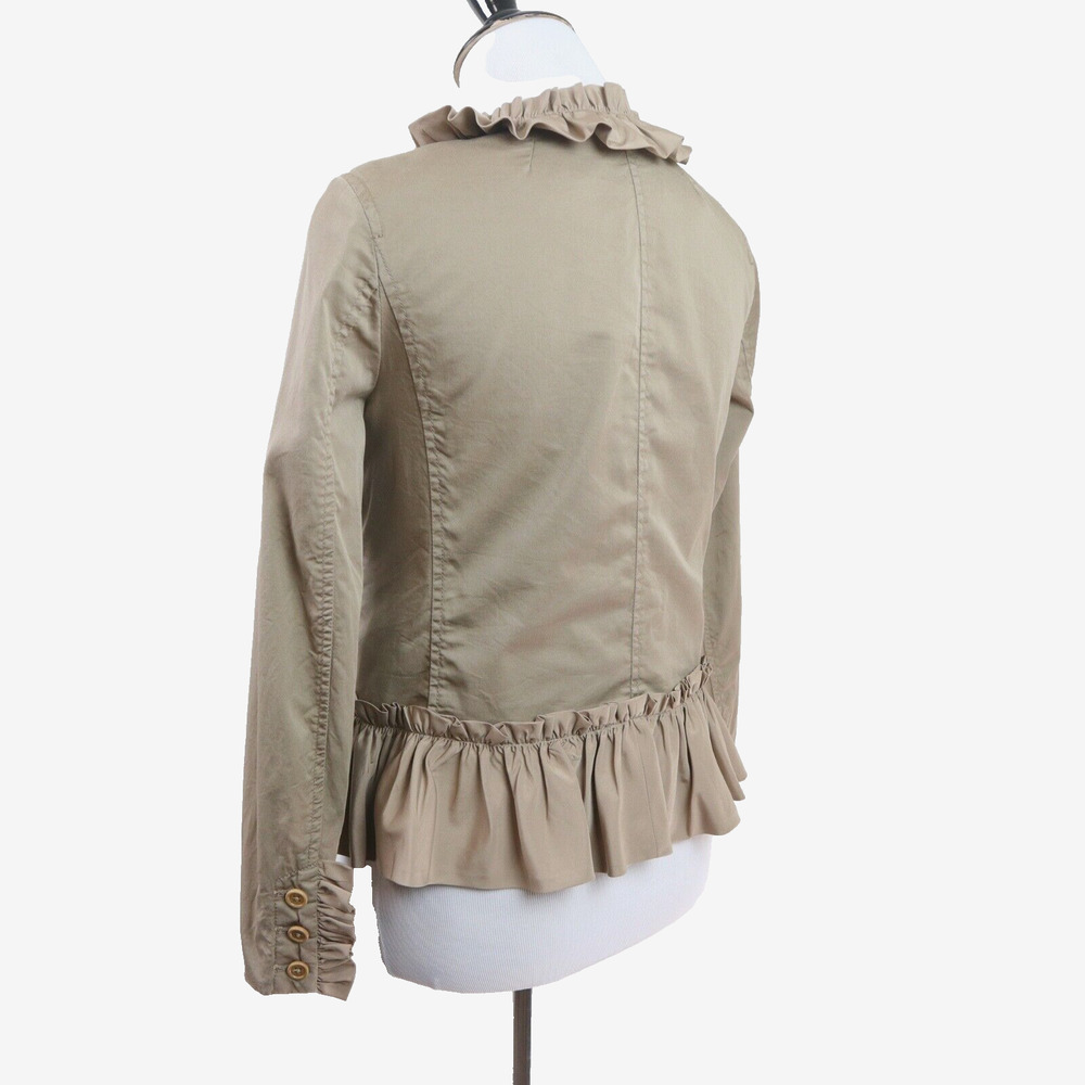 J Crew Size 0 Ruffle Chino Jacket Tan Ridge Khaki Tan G7578 *as is* - Picture 4 of 12
